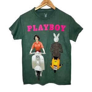 Playboy Green Graphic Tee S Short Sleeve Licensed Unisex Vespa Casual Cotton